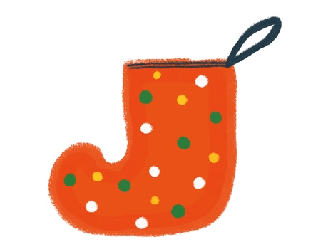 クリスマス　靴下 靴下,クリスマス,水玉模様,赤,フックのイラスト素材