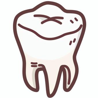 臼歯のかわいいデフォルメイラスト 歯,臼歯,単体,歯医者,歯磨き,差し歯,親知らず,歯科医院,歯科医,入れ歯のイラスト素材