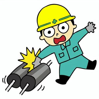 はさまれ・巻き込まれ注意　現場作業員 作業員,工事現場,注意,挟まれる,危険,巻き込まれる,ヘルメット,現場,工事,仕事のイラスト素材