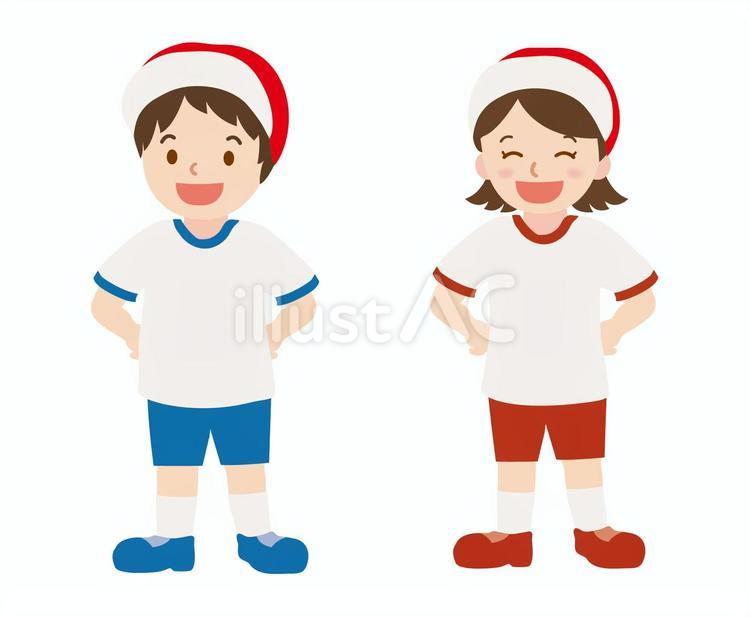 体操服を着た小学生1 体操服,男の子,女の子のイラスト素材