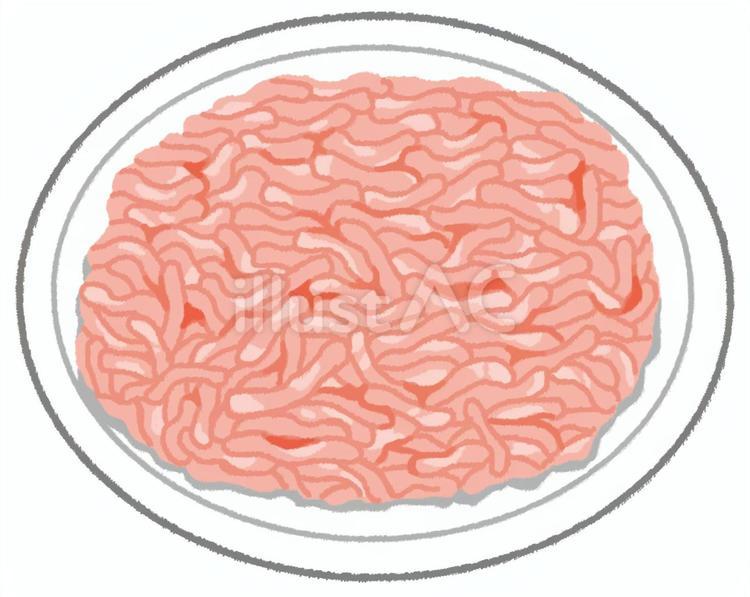 白いお皿に乗った鶏ひき肉の塊 鶏,ひき肉,皿のイラスト素材