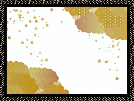 和柄背景素材57 和柄,背景,フレーム,枠,青海波,麻の葉,紋様,初春,豪華,市松模様のイラスト素材