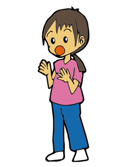 話しかける母親 母親,女性,話しかける,ジーンズ,一本結いのイラスト素材