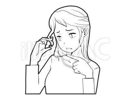 【白黒】枝毛が気になる人【線画】