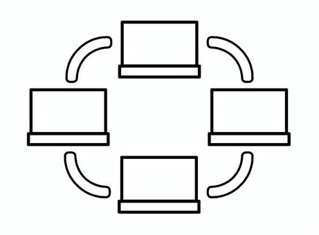 ネットワークイラスト インターネット,ネットワーク,pc,web,ノートpc,パソコン,アイコン,接続,通信,つながりのイラスト素材