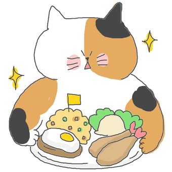 お子様ランチ♪ かわいい,お子様ランチ,ランチ,ハンバーグ,目玉焼き,たまご,エビフライ,チャーハン,ポテトサラダ,サラダのイラスト素材