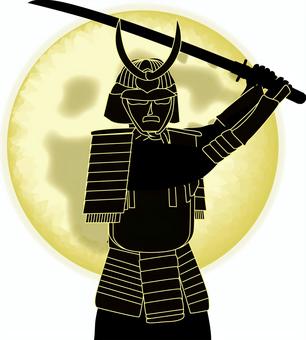 夜の武者 武者,侍,刀,持つ,構える,甲冑,鎧,兜,戦国,人物のイラスト素材