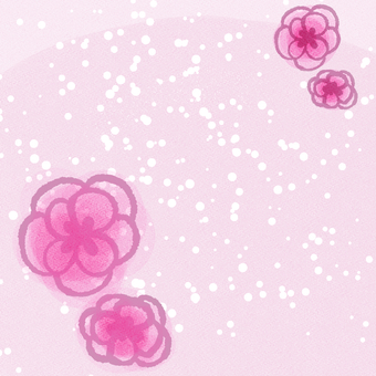 ピンク色のお花と和っぽい柄の背景