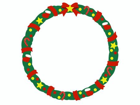 カラフルなクリスマスフレーム〜丸型〜 フレーム,クリスマス,素材,見出し,枠,タイトル,メッセージ,かわいい,おしゃれ,カラフルのイラスト素材