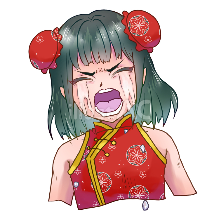 号泣(チャイナ娘) チャイナ服,女の子,チャイナ娘のイラスト素材