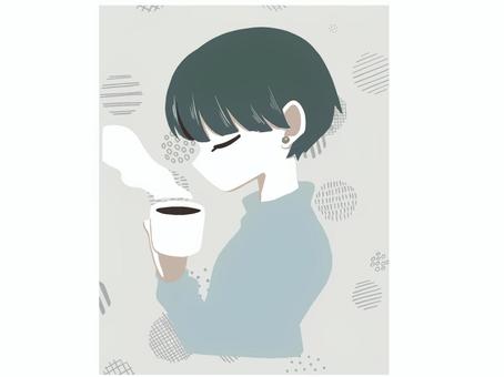 Girl drinking hot drink, JPG and PNG Girl drinking hot drink, girl, cute, icon, JPG and PNG