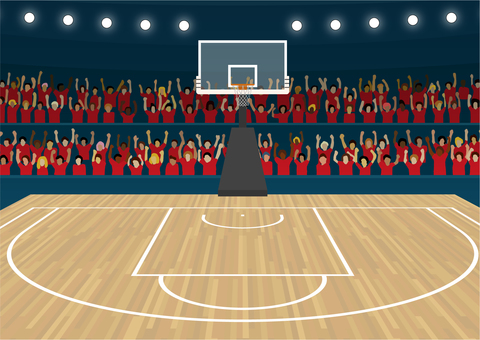 #3389バスケアリーナ バスケットボール,バスケ,アリーナ,体育館,観客,応援,試合,スポーツ,バスケットコート,バスケットゴールのイラスト素材