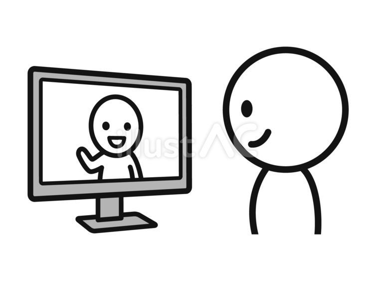 モニターを見る棒人間 2 棒人間,人物,モニターのイラスト素材