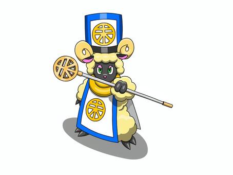 『未』年の羊① 干支,羊,未,年賀状,ファンタジー,僧侶のイラスト素材