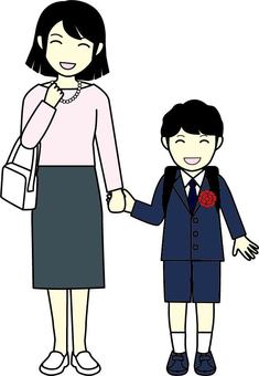 入學儀式母親和孩子 入學儀式母親和孩子