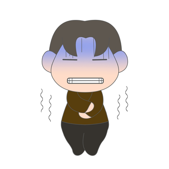 寒がる男性02 震える,寒い,悪寒,凍える,男性のイラスト素材
