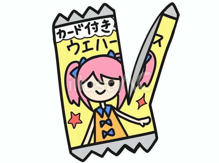 カード付きウエハースの開封後の空袋　 ゴミ,空っぽ,食べ物のイラスト素材