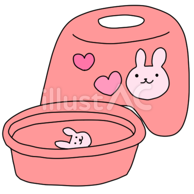 お風呂場の子供用イスとタライ_女の子向け かけ湯,温水,風呂イスのイラスト素材
