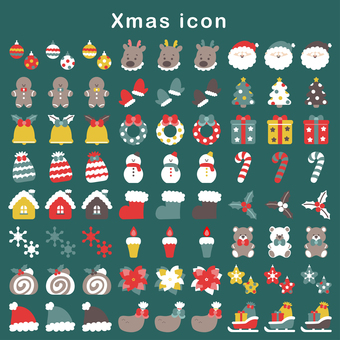 【アイコン】クリスマス2 クリスマス,アイコン,オーナメント,サンタ,サンタクロース,トナカイ,クリスマスツリー,ツリー,クリスマスリース,リースのイラスト素材