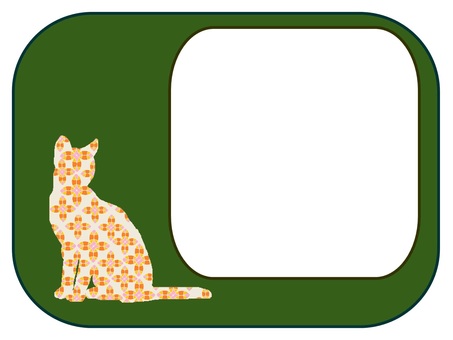 和柄猫のフレーム2 猫,和柄,動物,フレーム,レトロのイラスト素材