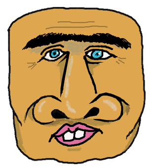 やばいおじさんの顔 怖い,顔,変顔,手描き,肌色,男,不気味のイラスト素材