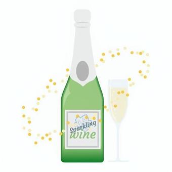 スパークリングワイン スペイン,外国,社会,ワイン,ボトル,スパークリング,泡,グラス,酒,祝うのイラスト素材