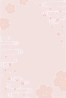 正月や年賀状素材、桜と和柄の背景03 正月,年賀状,背景,和柄,お正月,桜,花,桜の花,花びら,和風のイラスト素材