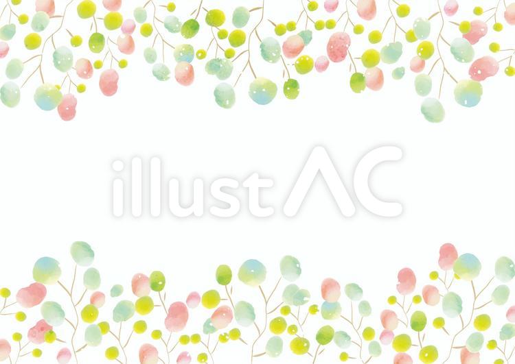 かわいい北欧風の植物背景 春,背景,水彩のイラスト素材