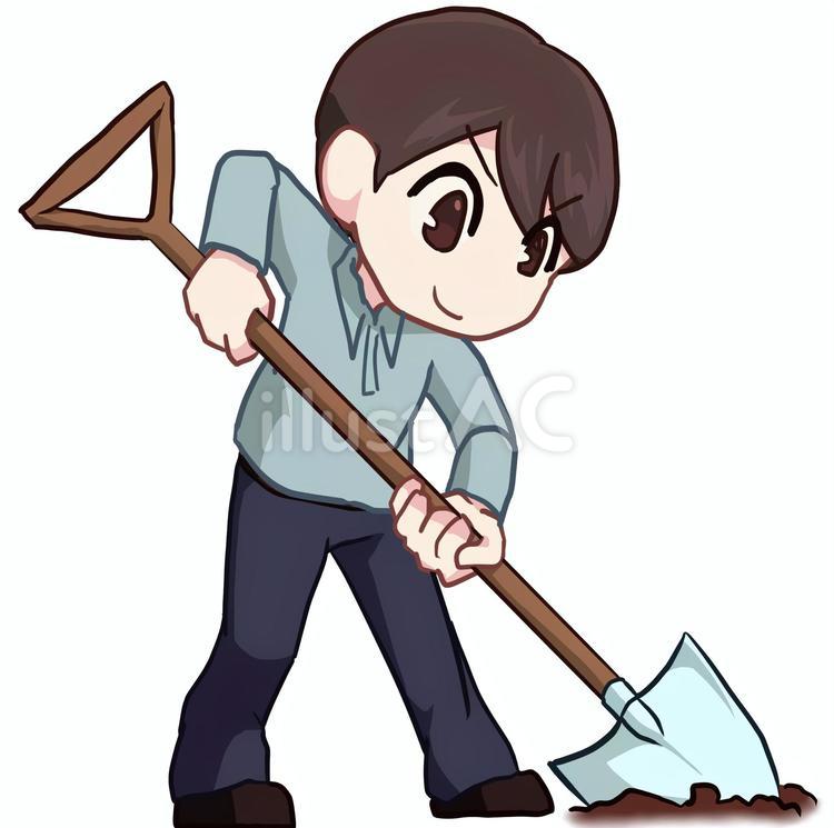 穴を掘る男性 人物,生活,全身のイラスト素材