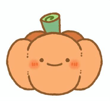 オレンジ色のパンプキンのイラスト 顔付き
