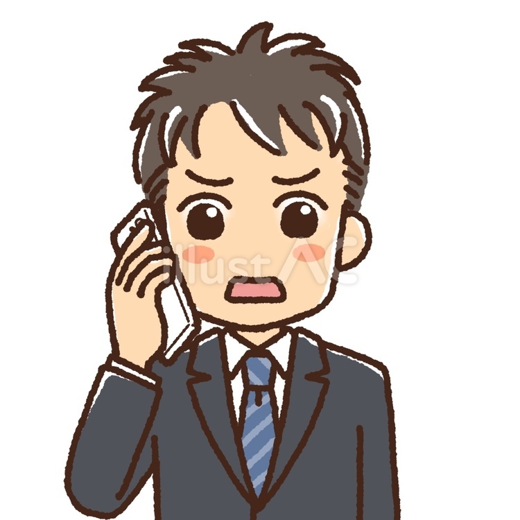 困ってスマホで通話しているスーツの男性 男性,スーツ,会社員のイラスト素材