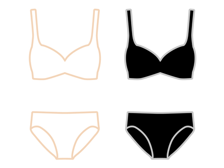 ランジェリーのシルエット ランジェリー,下着,パンティ,ブラジャー,アイコン,ショーツ,シルエット,デザイン,素材,ファッションのイラスト素材