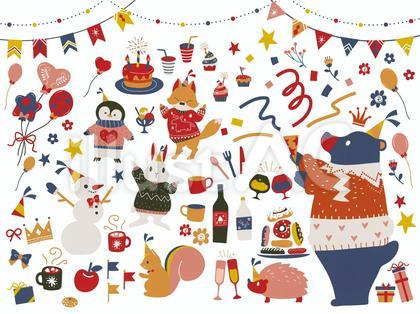 年末イベントに使えるパーティー素材セット