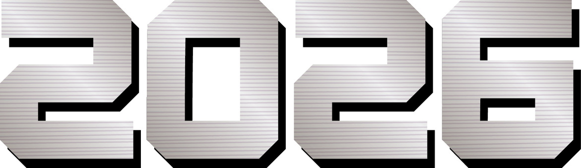 西暦2026　 西暦,2026,メタリック,金属,鉄,シルバー,個性,表示,数字のイラスト素材