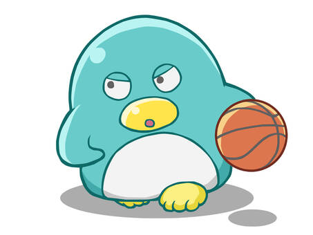 ペンギンバスケ　ドリブル バスケ,動物,ペンギン,スポーツ,ドリブル,部活動,応援,勝負,勢い,試合のイラスト素材