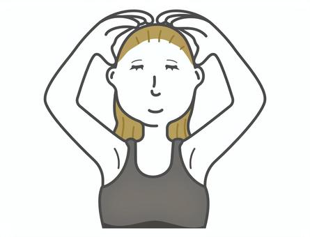 頭皮マッサージをしている女性 頭皮マッサージをしている女性 頭,マッサージ,女性,頭皮,ツボ押し,指,押す,揉む,ほぐす,血行のイラスト素材
