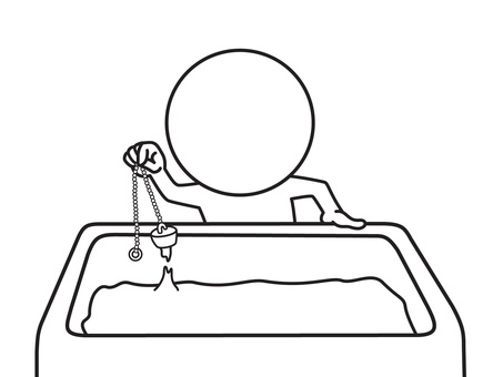風呂の栓を抜く 棒人間,風呂,栓,線画,シンプル,ゆるいのイラスト素材