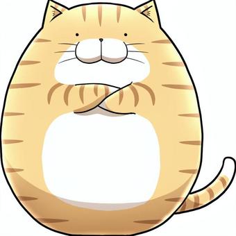 腕を組むネコ 腕を組むネコ ネコ,動物,ペット,丸い,茶トラ,ゆるい,かわいい,腕組のイラスト素材