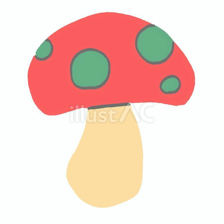 赤と緑のキノコ キノコ,食べ物,山菜のイラスト素材