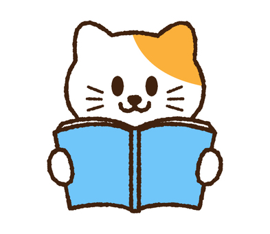 A cat reading a book (handwritten), reading, this, study, JPG and PNG