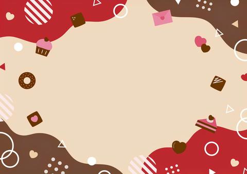 バレンタインのお菓子の幾何学フレーム03 バレンタイン,背景,フレーム,チョコレート,チョコ,ハート,かわいい,食べ物,2月,お菓子のイラスト素材