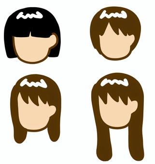 のっぺらぼう 顔,髪型,女性,女の子,のっぺらぼう,少女,おかっぱ,ショートヘア,ミディアムヘア,ロングヘアのイラスト素材