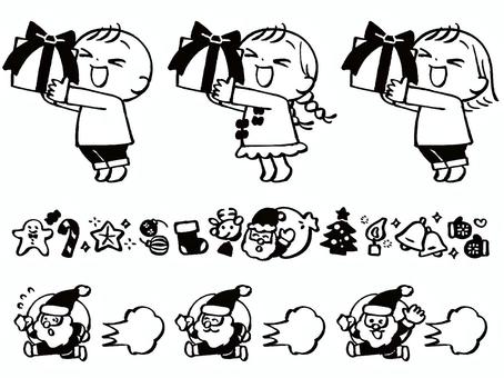 クリスマスプレゼントに喜ぶ子供02 クリスマスプレゼントに喜ぶ子供02 赤ちゃん,子供,笑顔,ベビー,赤ん坊,シンプル,手描き,手書き,ゆるい,クリスマスのイラスト素材