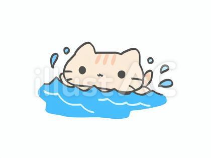 泳ぐネコ