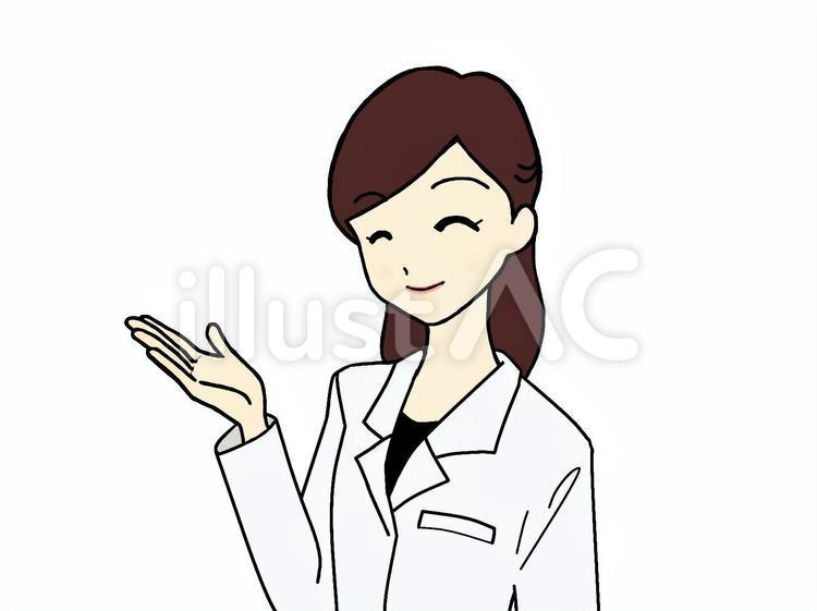 女性_白衣‗案内‗上半身② 女性,案内,白衣のイラスト素材
