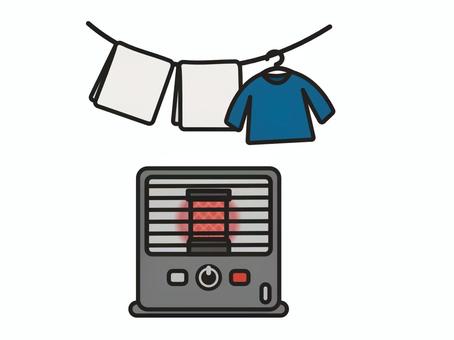 ストーブで洗濯物を乾かす 灯油,石油,ストーブ,暖房,暖房器具,冬,洗濯物,服,衣類,タオルのイラスト素材