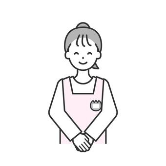 SS単体_保育士の女性19 大人,20代,30代,40代,保育士,先生,幼稚園,エプロン,保育,教諭のイラスト素材