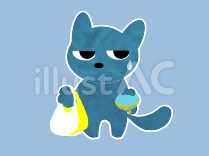 買い物をしてお金がなくなったねこ