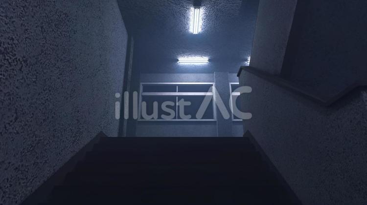 学校の階段　誰も通らない寂しい場所 階段,光,3dのイラスト素材