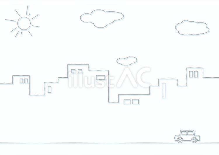シンプルな街並み(うねり) 街,街並み,街中のイラスト素材